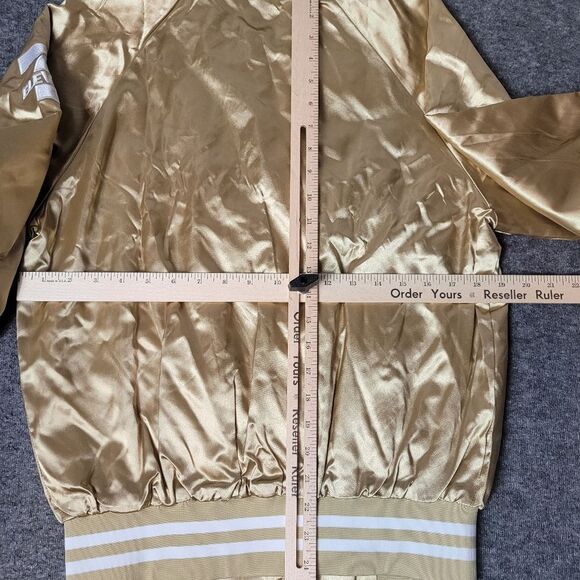 Molson Coors Augusta Sportswear Jacket Size S Gold Satin Snap Varsity Bomber - Picture 8 of 12